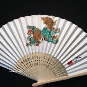 肉筆扇子　唐獅子　hand painted "karajishi"fan